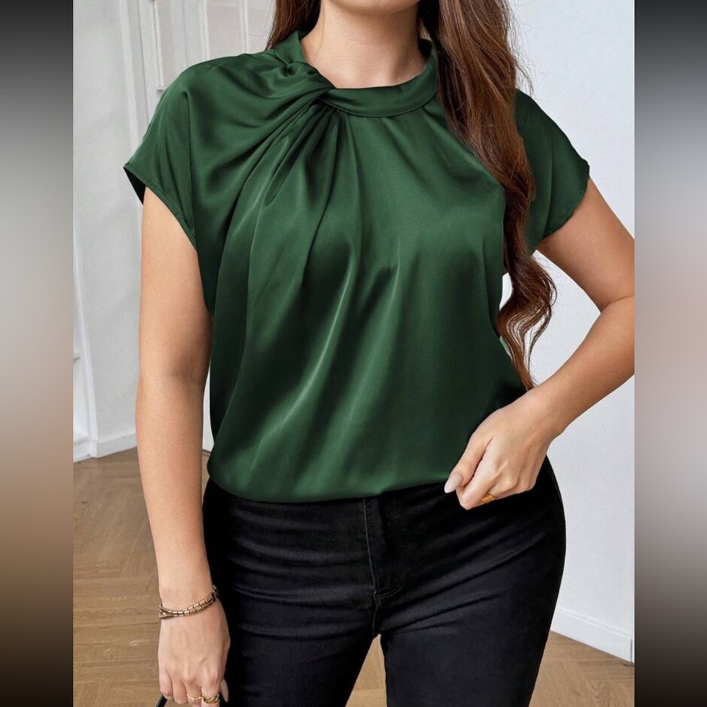 Elegant Dark Green Satin Top